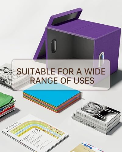 Oterri 2 Pack File Storage Organizer, Filing Box, Portable File Box with Lid, Fit for Letter/Legal File Folder Storage, Document Organizer, Purple