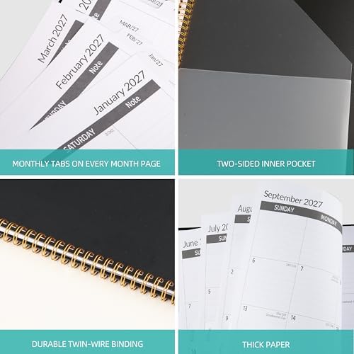 2027-2031 Monthly Planner, 5 Year Monthly Planner/Calendar 20276-2031, 60-Month Jan 2027 – Dec 2031, 9" x 11", Tabs, Double-Side Pocket, Holidays, Thick Paper, Polypropylene Cover - Black