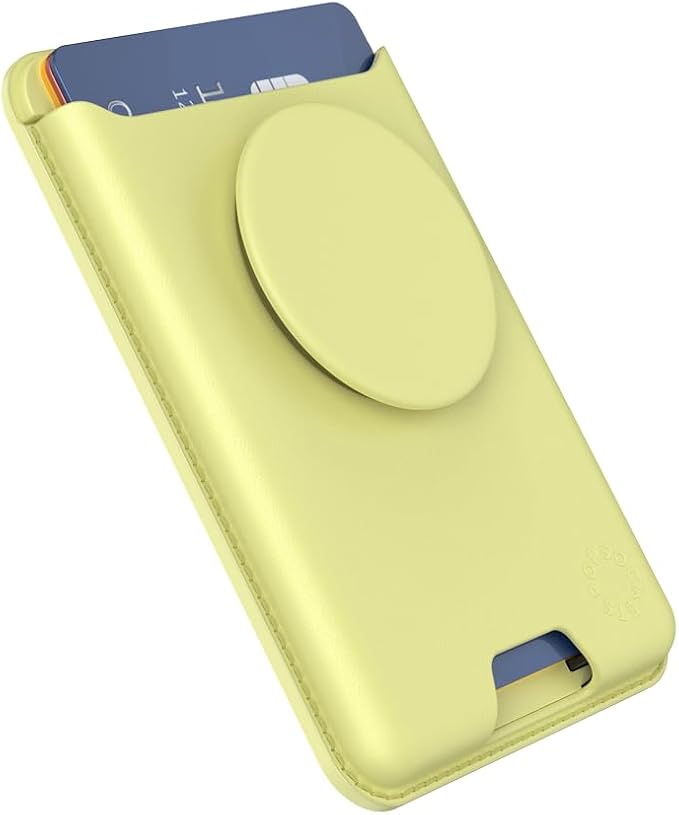 PopSockets Phone Wallet for MagSafe with Grip- Butter Yellow | PopWallet, Holds 3 Cards, Magnetic, Removable, Secure, Yellow, Butter, Electronic Accessories, For iPad/Kindle/iPhone/Android