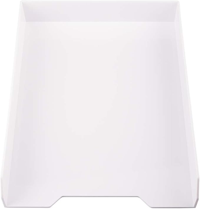 JAM PAPER Stackable Paper Trays - White - Desktop Document, Letter, & File Organizer Tray - Sold Individually