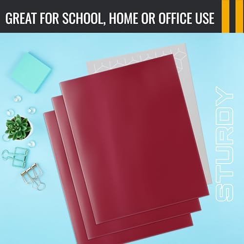 Better Office Products 2 Pocket Glossy Laminated Burgundy Red Paper Folders, Box of 25, Letter Size, Burgundy Red Paper Portfolios