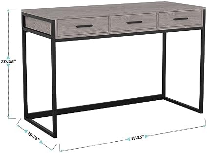 Martha Stewart Ollie 3 Drawer Home Office Desk, Gray