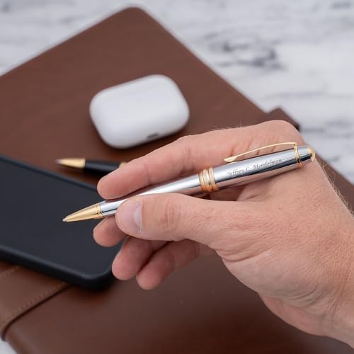 Cross Bailey Personalized Ballpoint Pen in Chrome with 23k Gold Trim