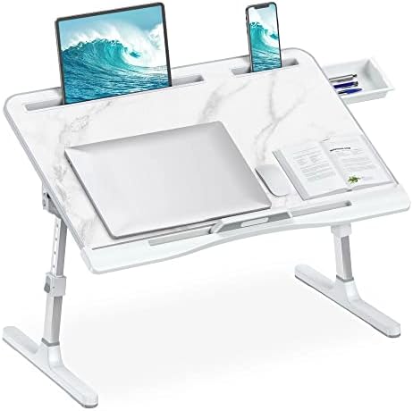 HETTHI Bed Laptop Table Adjustable Foldable Laptop Stand 23.6×15.7in Marble