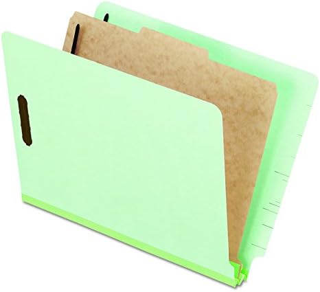 Pendaflex Pressboard End-Tab Classification Folders, Letter Size, 1 Divider, 1.75" Expansion, Light Green, Straight Cut, 10/BX (23214)