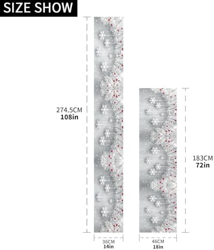 ALAZA Double-Sided Silver Christmas Tree Snowflake Table Runner 14x108 Inches Long,Table Cloth Runner for Wedding Birthday Party Kitchen Dining Home Everyday Decor