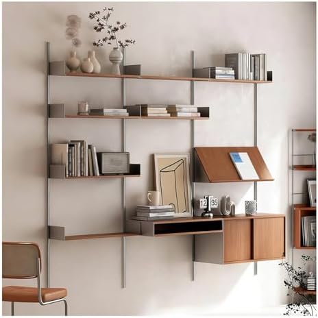Rygcrud DIY Home Office Bookcase, 4 Tier Shelves with Storage Cabinet, Wall Mount Open Display Closet System for Book Clothing Organizer(200x240cm)
