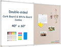 Large White Board Dry Erase Foldable Bulletin Board Combo 60x40 for Wall