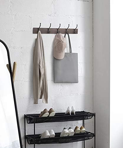Amazon Basics Wall-Mounted Metal Coat Rack, 5 Hooks, Espresso