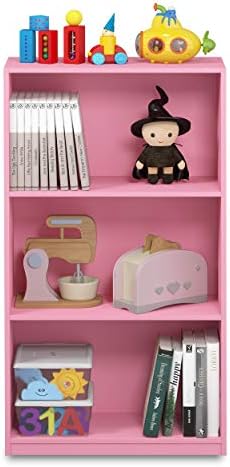 Furinno Basic 3-Tier Book Shelf with Open Shelves, Pink