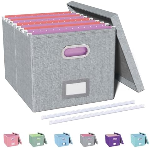Oterri File Organizer, File Box, File Cabinet for Letter File Folder Storage, Hanging File Organizer for Office/Decor/Home,Document Organizer, 1 Pack,Gray-Box Only