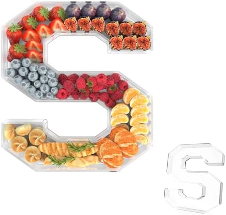11" Acrylic Letter Charcuterie Tray,Fillable Alphabet & Number Box(Letter S)