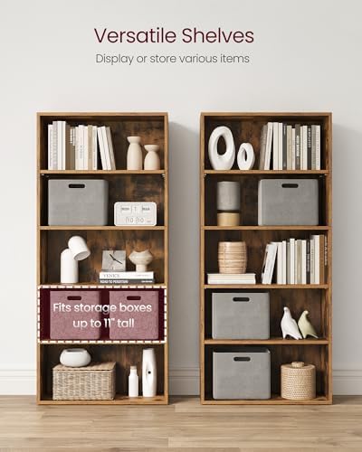 VASAGLE 5-Tier Bookshelf, Storage Organizer, 23.6 x 9.4 x 52.8 Inches