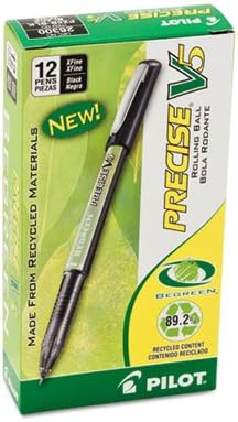 PILOT Precise V5 Rollerball Pens, Extra Fine Point 0.5 mm Black Pens, Black, Pack of 1 - Ideal for School, Journaling & Office Writing