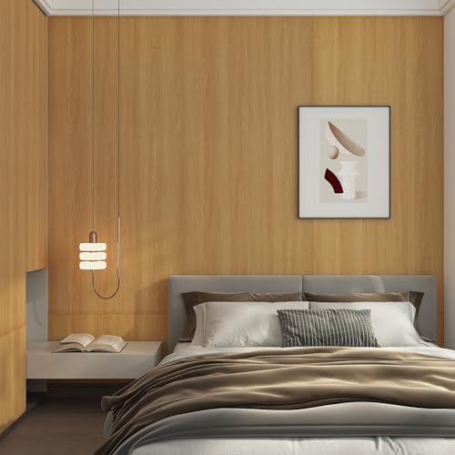 Extra Wide 48"x354" Yellow Brown Maple Wood Wallpaper Peel and Stick
