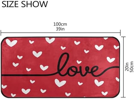 Aslsiy Little Hearts in Red (2) Kitchen Rug Kitchen Mats Valentines Floor Comfort Welcome Washable Non Slip Area Rug for Home Decor 39" X 20"