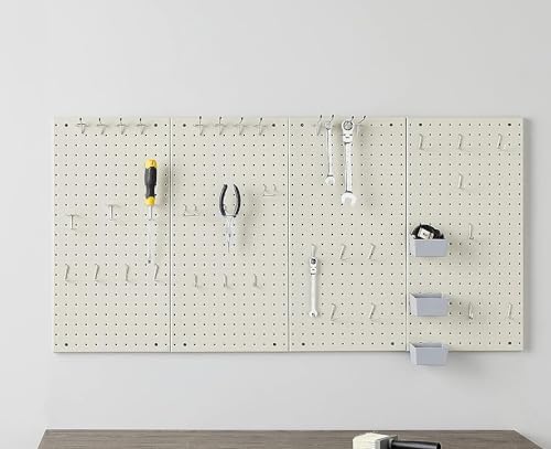 Amazon Basics Rectangular Metal Pegboard Wall Organizer, Tool Storage Organization System, Rust and Scratch Resistant, 48-Piece Kit, Gray