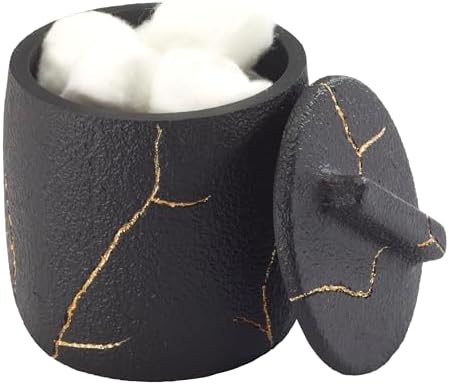 Nicole Miller - Bathroom Set, 3pc Resin Countertop Accessories, Dorm Room Essentials (Sydney Collection, Black/Gold)