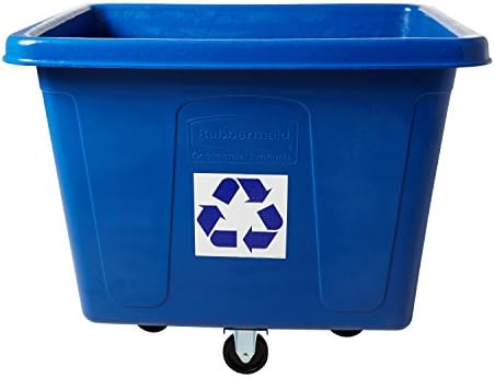 Rubbermaid Commercial 461673BE Recycling Cube Truck, Rectangular, Polyethylene, 500lb Cap, Blue