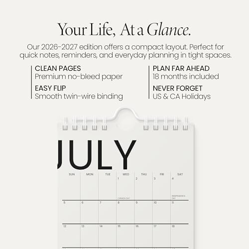 Karto Small Wall Calendar 2026-2027 6x9 in - Big Text