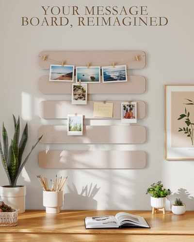 JBER Felt Strip Board 13" x 2", 5 Pack Cork Board Alternative, Light Camel