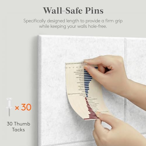 Lifewit 36"x 24" Felt Bulletin Board with Self-Adhesive, 6 Pack Cork Board Alternative for Walls, Large Pin Board Vision Board Message Board with 30 Pushpins for Office Decor, Room Decor, Gray
