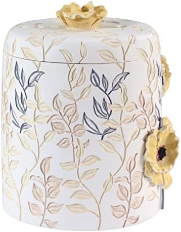 Avanti Linens - Covered Jar, 100% Hand-Painted Resin Bathroom Accessories, Floral Home Decor (Marielle)