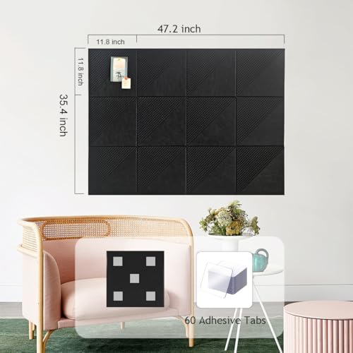 48" x 36" Large Cork Board Alternative&Felt Bulletin Board, Black