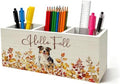 Hello Fall Australian Shepherd Pen Holder for Desk Decor