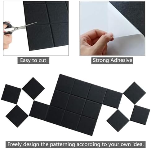 36" x 24" Large Black Cork Board Alternative - 6 Pack Felt Bulletin Board with 30 Push Pins, Felt Wall Tiles Pin Board for Walls Office Home School Decor, Aesthetic Cork Squares, Black
