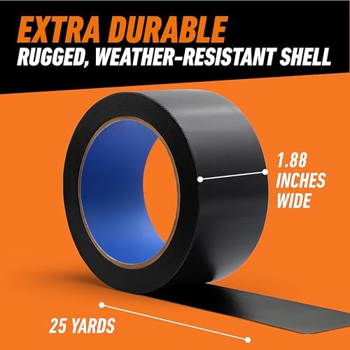 GORILLA All Weather Duct Tape, Black, 1.88" x 25 yd