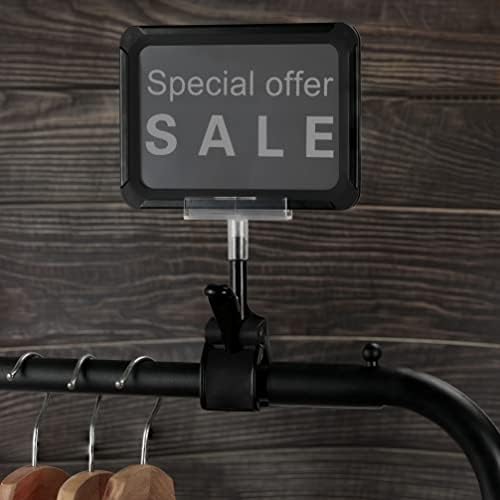 7 Pcs Rotating Sign Holders with Clamp, 6 x 9" PVC Cards for Clothing Rack