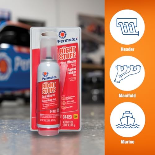 Permatex 34423 Right Stuff 1 Minute Red High Temperature Gasket Maker, 3 oz