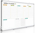 Weekly Dry Erase Calendar Whiteboard with Corkboard, 30" x 20", Silver