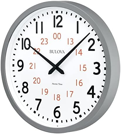 Bulova Atomic Analog Wall Clock Model C5003 Atomic Time 1, Sets Automatically, Quartz Battery
