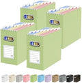 Oterri Portable Collapsible Cardboard File Box with Handle for Letter-Size | 4-Pack. Stainless Steel Handle. Label Stickers Included. Fits Letter Folders (Not Included). Home, Office, School, Dorm, Tax.