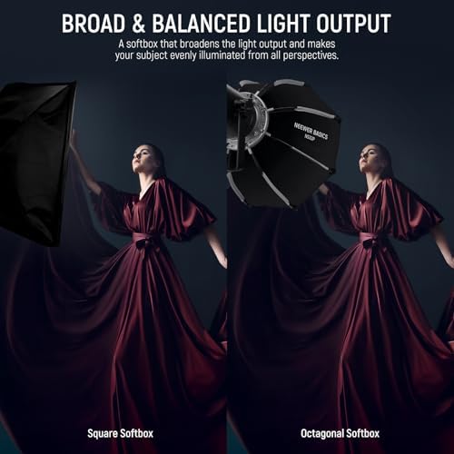 NEEWER BASICS Octagonal Softbox Kit for Studio Photography Video Recording Streaming, 18"/45cm Quick Release Bowens Mount Softbox/Grid/Light Diffusers/Bag for Continuous Lighting & Strobe Flash, NS32P