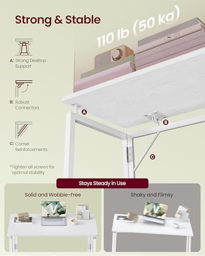 VASAGLE Folding Desk, Small Computer Desk, Foldable Table 31.5 Inch