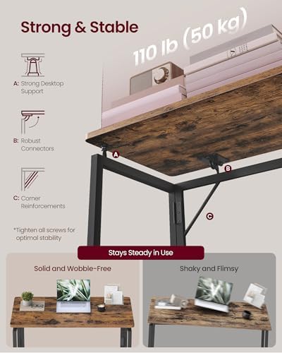 VASAGLE Folding Desk, Small Computer Desk, Foldable Table 31.5 Inch