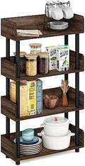 Furinno TURN-N-TUBE 4-Tier Display Shelf, Storage Shelves, Book Shelf, Open Shelves with Rounded Corner Top Edges, for Organization and Storage, Living Room, Home Office, Walnut