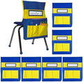Carson Dellosa Chair Pockets for Classroom, Yellow & Blue, 6-Pack | Durable 15x19" Chairback Buddy for Classroom Supplies, Desk Buddy Pocket Organizer with Name Tag, Back of Chair Storage