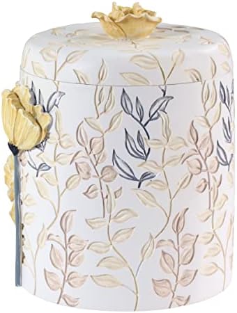 Avanti Linens - Covered Jar, 100% Hand-Painted Resin Bathroom Accessories, Floral Home Decor (Marielle)