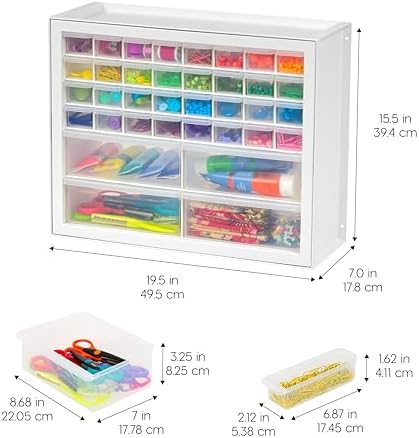 IRIS USA 36-Drawer Storage Cabinet, Bead Craft Supplies, Made in USA, White