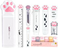 Cute School Supplies,Stationary Gift Set, Japanese Stationery Birthday GIFS, Includes Pencil Sharpener,Eraser, Correction Tape, Ruler, Mini Scissors,Utility Knife, for Office School Supplies (White)