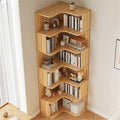Vertical Lumber Wall Corner with 6 Shelves/5 Shelves & Closed Back Bookshelf Rack Floor Student Corner Cabinet Wall Multi-Layer Storage Cabinet Bookcase Light Walnut 24" L x 24" W x 75" H