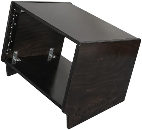 Sound Town DIY 6U Slanted Desktop Turret Studio Rack for Home Studio and Recording Room, Baltic Birch Plywood, Black Espresso (SDRK-6SLD)
