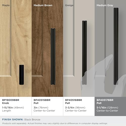 Amerock | Cabinet Pull | Black Bronze | 5-1/16 inch (128 mm) Center to Center | Bar Pulls | 10 Pack | Drawer Pull | Drawer Handle | Cabinet Hardware
