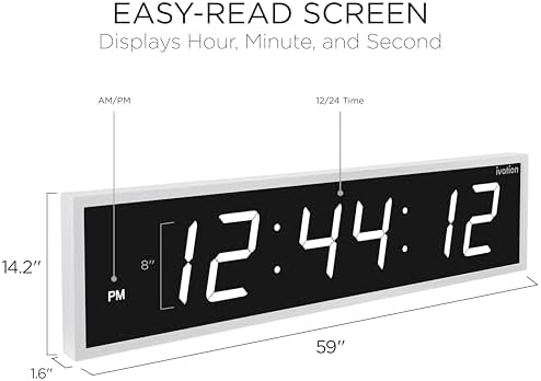 Ivation Oversized Digital Wall Clock with Large LED Display & Timer, 60"