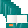 2 Pocket Glossy Laminated Paper FOLDERS Portfolio Letter Size, Teal, 25PK