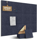JBER Large Cork Board Alternative 48" x 36" - 12 Pack Self-Adhesive Felt Bulletin Board Tiles, Pin Board Vision Board for Walls, Office & Home Decor(Starlight Blue)